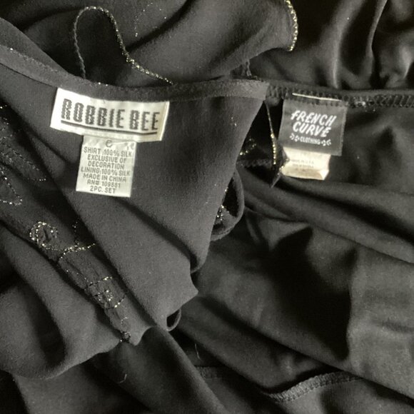 Robbie Bee Silk Sheer Shrug Sz 6 & French Curve Sz M Midi Dress Black #42N - Picture 10 of 13